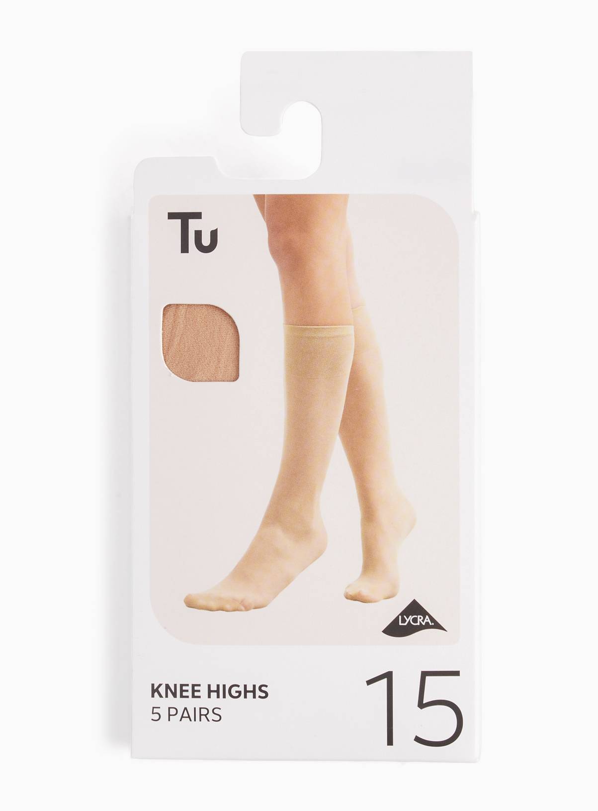 15 Denier Nude Sheer Knee Highs 5 Pack One Size - Image 1
